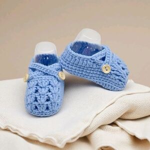 Blue Crochet Baby Shoes
